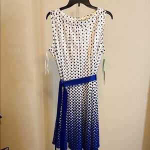Haani Navy‎ and White Polka Dot Midi Dress